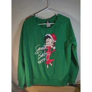 Women's Betty Boop "LSanta Baby Green Christmas Crewneck Sweatshirt XL (2014)
